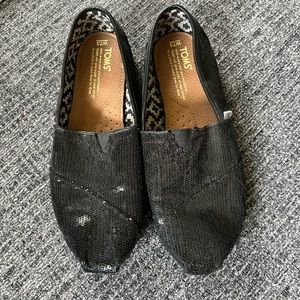 Black Sequin TOMS